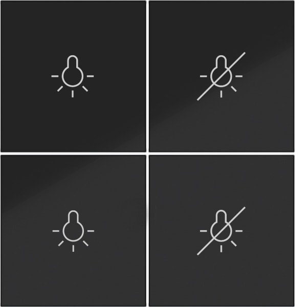 HAGER - A.x/C.x Wippe f. KNX Tastsens. 4f Aufdr. Licht ON/OFF, n.schwarz glänzend