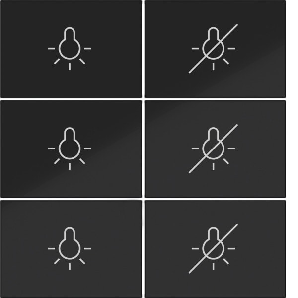 HAGER - A.x/C.x Wippe f. KNX Tastsens. 6f Aufdr. Licht ON/OFF, n.schwarz glänzend
