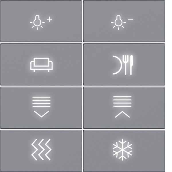 HAGER - A.x/C.x Wippe f. KNX Tastsens. 8f Sec. hinterg.bel., titan matt, lack.