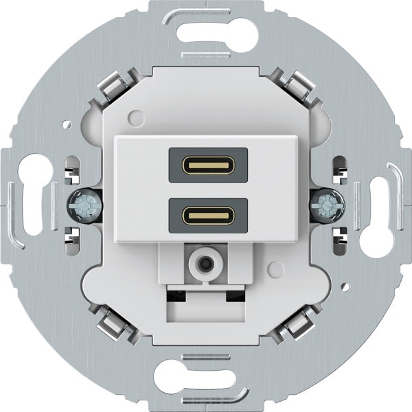 HAGER - USB-C-Ladesteckdose 230 V, 2-fach PD20W, mit Tragring rund, polarweiß matt