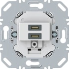BERKER - USB-C-Ladesteckdose 230 V, 2-fachPD20W, mit Tragring eckig polarweiß matt