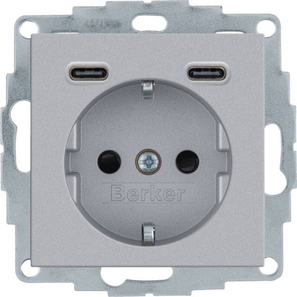 BERKER - S.1/B.x SSD mit 2fach USB-C20W erh. Berührungsschutz alu matt