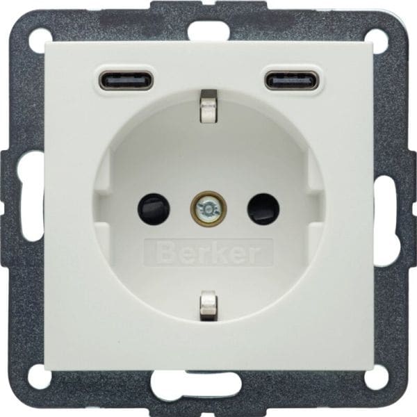 BERKER - S.1/B.x SSD mit 2fach USB-C20W erh. Berührungsschutz polarweiß matt