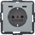 BERKER - Q.x SSD mit 2fach USB-C20W erh. Berührungsschutz alu samt