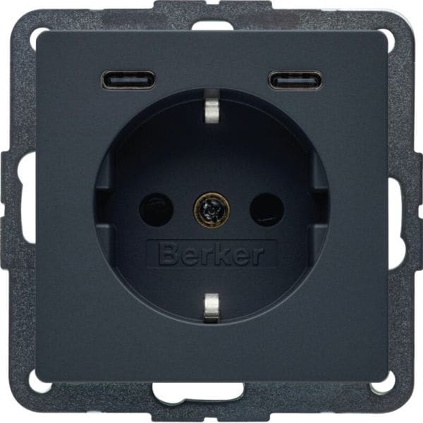 BERKER - Q.x SSD mit 2fach USB-C20W erh. Berührungsschutz schwarz matt