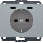 BERKER - K.5 SSD mit 2fach USB-C20W erh. Berührungsschutz Aluminium