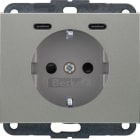 BERKER - K.5 SSD mit 2fach USB-C20W erh. Berührungsschutz Edelstahl