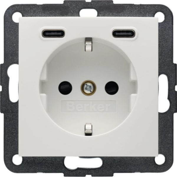 BERKER - S.1/B.x SSD mit 2fach USB-C20W erh. Berührungsschutz polarweiß gl.