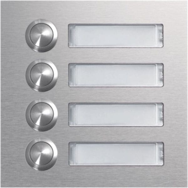 ELCOM - Taster Modul 4 WE mit LEDNamensschild EB Edelstahl matt modular