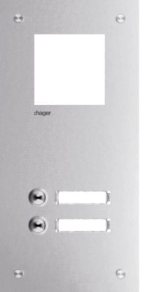ELCOM - Frontplatte intercom mono 2 Tasten+ Namensschild, Edelstahl, 315x150x32