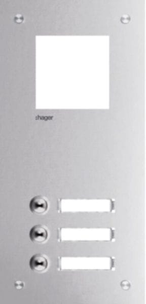 ELCOM - Frontplatte intercom mono 3 Tasten+ Namensschild, Edelstahl, 315x150x32