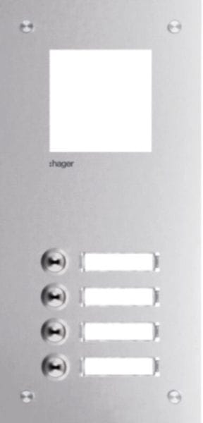 ELCOM - Frontplatte intercom mono 4 Tasten+ Namensschild, Edelstahl, 315x150x32