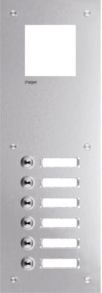 ELCOM - Frontplatte intercom mono 6 Tasten+ Namensschild, Edelstahl, 435x150x32