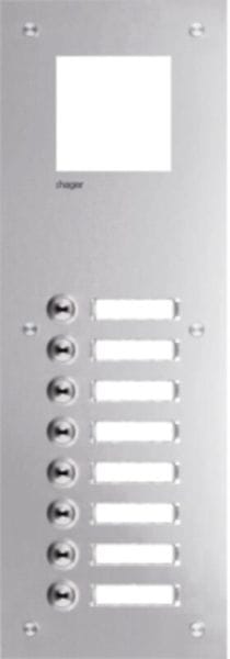 ELCOM - Frontplatte intercom mono 8 Tasten+ Namensschild, Edelstahl, 435x150x32