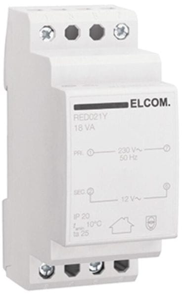 ELCOM - Sicherheits-Trafo 230/12V, 18VA REG 2TE