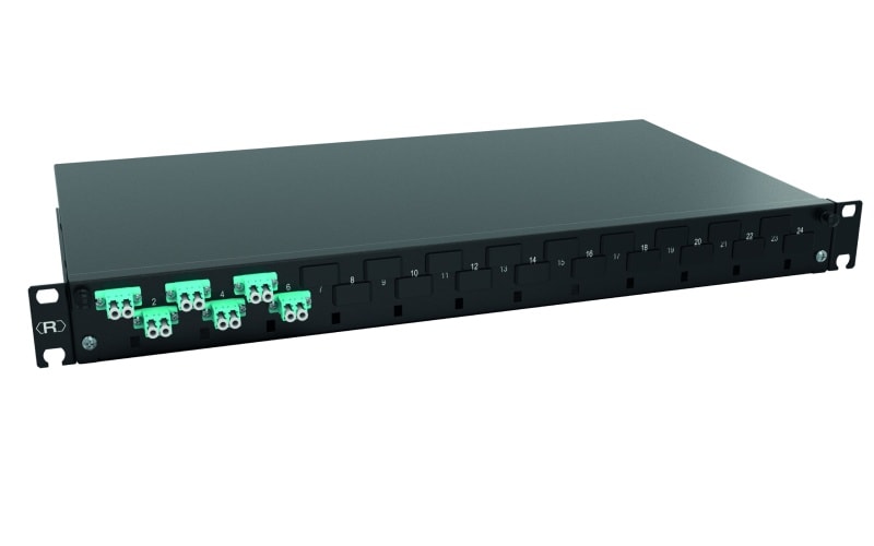 RUTENBECK - Spleissbox 19 Zoll1HE 6 Ports 6xLC-D OM3 aqua sw spleisfertig