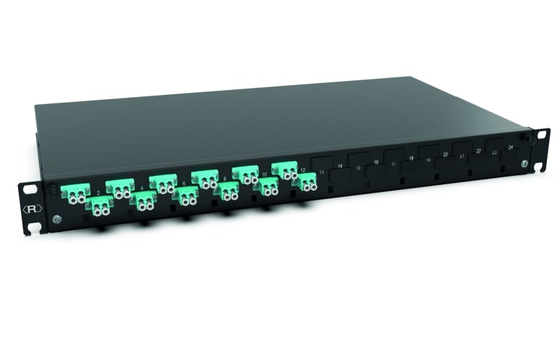 RUTENBECK - Spleissbox 19 Zoll1HE 12 Ports 12xLC-D OM3 aqua sw spleisfertig