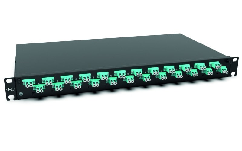 RUTENBECK - Spleissbox 19 Zoll1HE 24 Ports 24xLC-D OM3 aqua sw spleisfertig