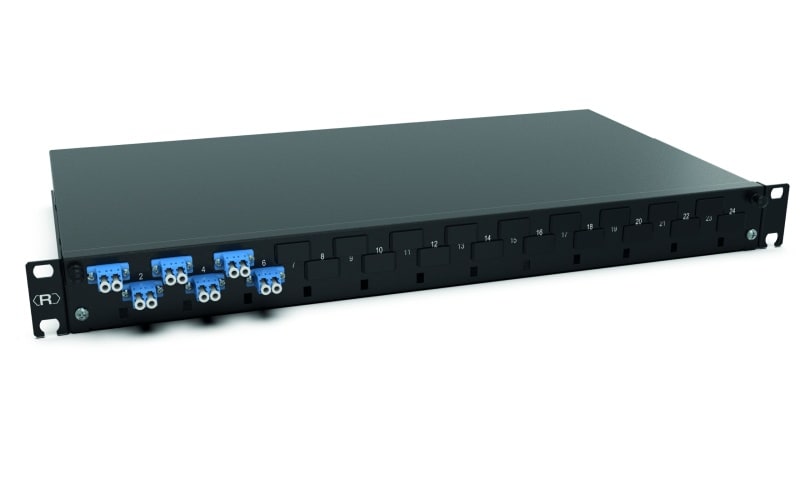 RUTENBECK - Spleissbox 19 Zoll1HE 6 Ports 6xLC-D OS2 blau sw spleisfertig