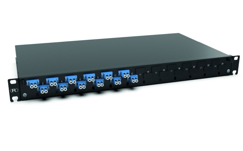 RUTENBECK - Spleissbox 19 Zoll1HE 12 Ports 12xLC-D OS2 blau sw spleisfertig
