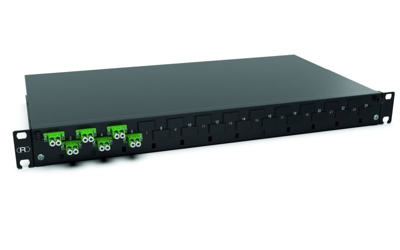 RUTENBECK - Spleissbox 19 Zoll1HE 6 Ports 6xLC-D OS2 APC grün sw spleisfertig