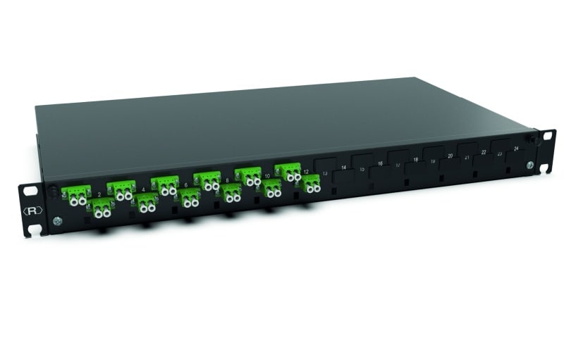 RUTENBECK - Spleissbox 19 Zoll1HE 12 Ports 12xLC-D OS2 APC grün sw spleisfertig