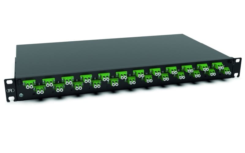 RUTENBECK - Spleissbox 19 Zoll1HE 24 Ports 24xLC-D OS2 APC grün sw spleisfertig