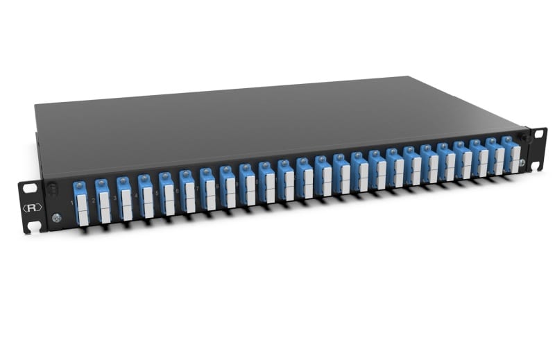 RUTENBECK - Spleissbox 19 Zoll1HE 24 Ports 24xSC-D OS2 blau sw spleisfertig