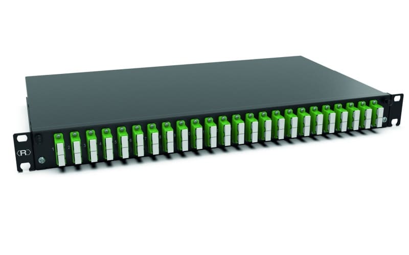 RUTENBECK - Spleissbox 19 Zoll1HE 24 Ports 24xSC-D OS2 APC grün sw spleisfertig