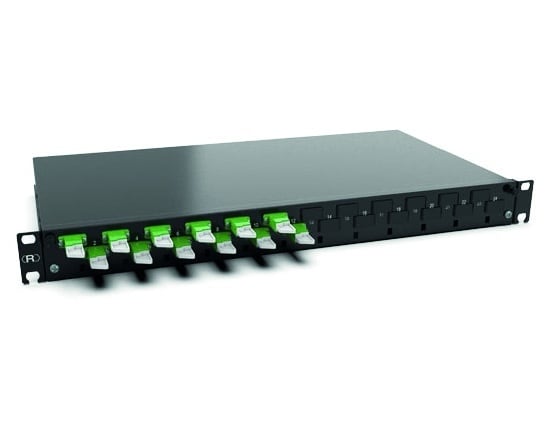RUTENBECK - Spleissbox 19 Zoll1HE 12 Ports 12xLSH OS2 APC grün sw spleisfertig