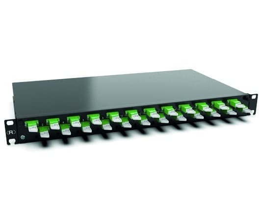 RUTENBECK - Spleissbox 19 Zoll1HE 24 Ports 24xLSH OS2 APC grün sw spleisfertig