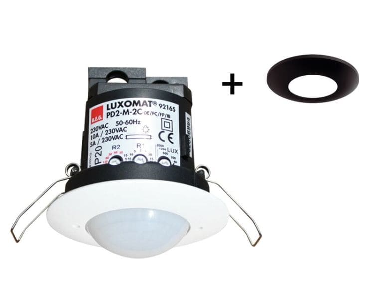 BEG - BEG PD2-M-2C-DE weiß Präsenzmelder inkl. Abdeckring 93085 schwarz RAL 9005