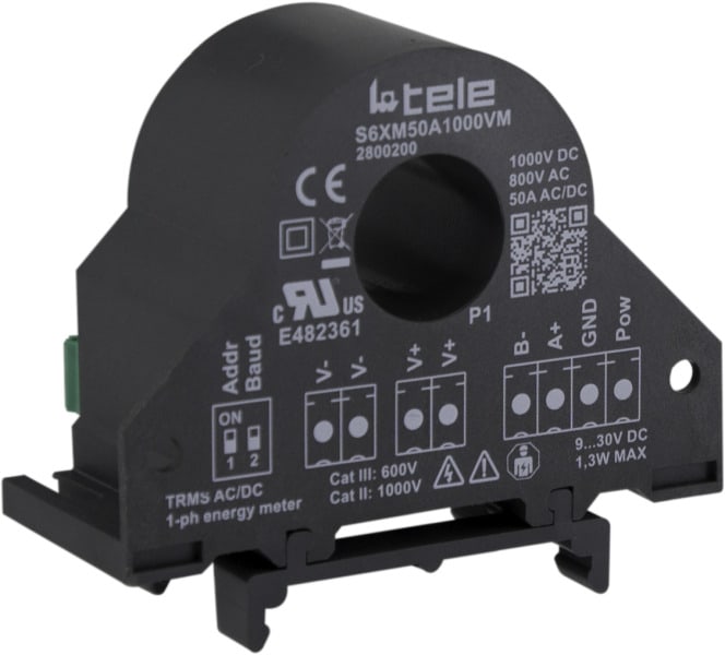 TELE-HAASE - 1-phasiger Leistungsmesser 50A/1000V mit ModBus RTU/RS485