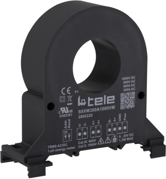 TELE-HAASE - 1-phasiger Leistungsmesser 300A/1000V mit Modbus RTU / RS485