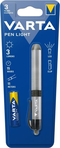 VARTA - Taschenlampe Pen Light LED LW:11m 3lm 1xAAA alu-sw
