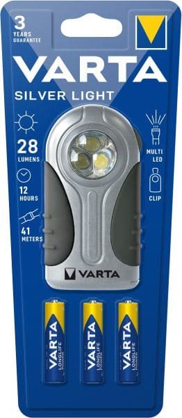 VARTA - Taschenlampe Silver Light LED LW:41m 28lm 3xAAA sw-si