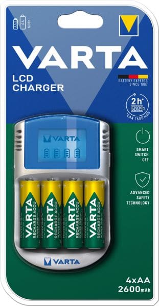 VARTA - Ladegerät LCD Charger AA/AAA USB 12VAdapter 2h-Ladez. + 4xAA