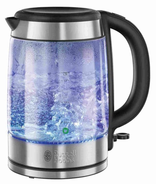 RUSSELL HOBBS - Wasserkocher 2200W 1.7L kabellos edelstahl-Glas-schwarz