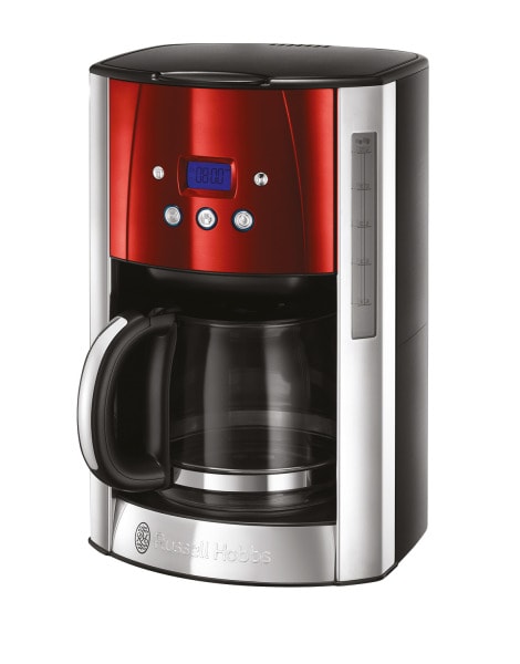 RUSSELL HOBBS - Kaffeeautomat 12T. 1000W 1.8L Glaskanne schwarz-rot-edst