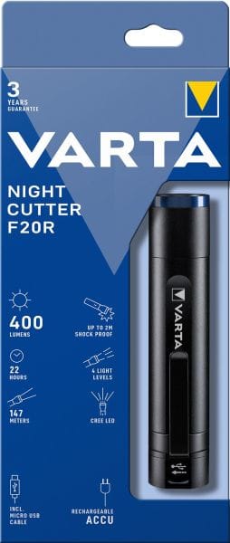VARTA - Taschenlampe Night Cutter F20R LED LW:147m 400lm USB IPX4 sw