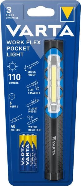 VARTA - Work Flex PocketLight SMT-LED COB-Tec. 40m 110lm 3xAAA sw-bl