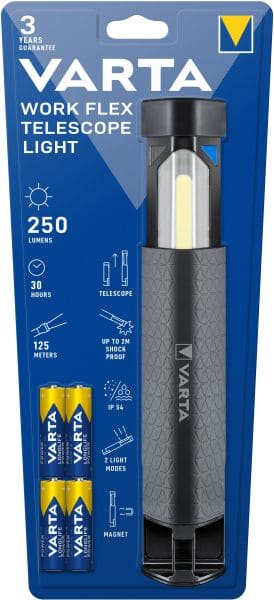 VARTA - Work Flex Telescope Light COB-LED 250lm 4xAA schwarz