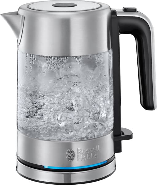RUSSELL HOBBS - Wasserkocher 2200W 0.8L kabellos edelstahl-Glas-schwarz