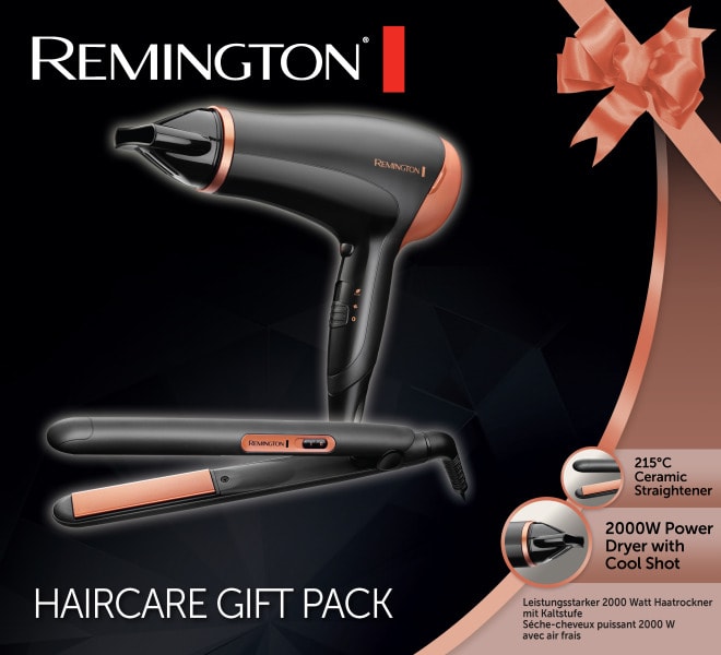 REMINGTON - best.aus:Haarfön 2000W 3Temp/2Gebl + Haarglätter schmal swbr