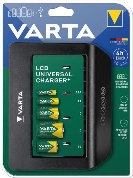 VARTA - Ladegerät LCD Universal Charger+ 4AA/AAA/C/D/1x9V AC-Adapter