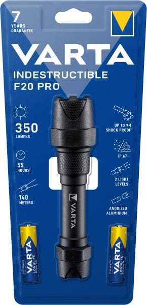 VARTA - Taschenlampe Indestructible F20 Pro LED LW:140m 350lm 2AA sw