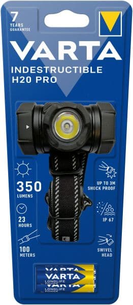 VARTA - Stirnlampe Indestructible H20 Pro LW:100m 350lm 3xAAA sw