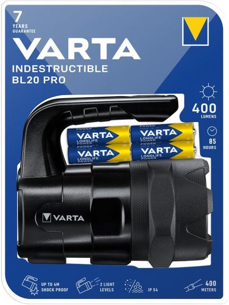 VARTA - Taschenlampe Indestruct. BL20 Pro LED LW:400m 400lm 6xAA sw