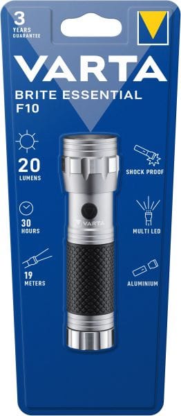 VARTA - Taschenlampe BriteEssential F10 LED LW:19m 20lm (o.Batt.3AA)
