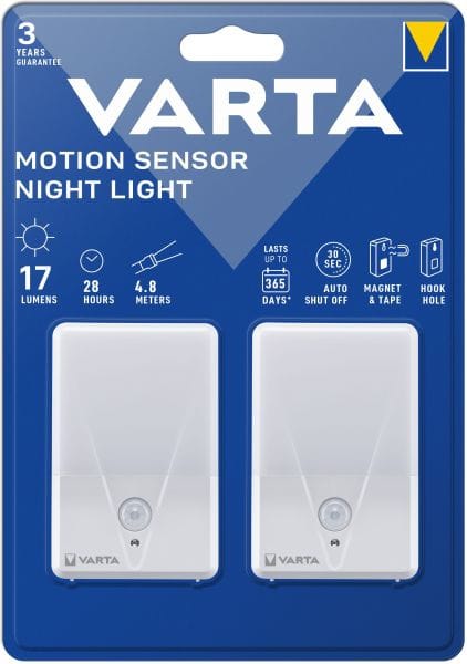 VARTA - Nachtlicht Bewegungssensor LED LW:4.8m 17lm 3AAA 1PAK=2St ws